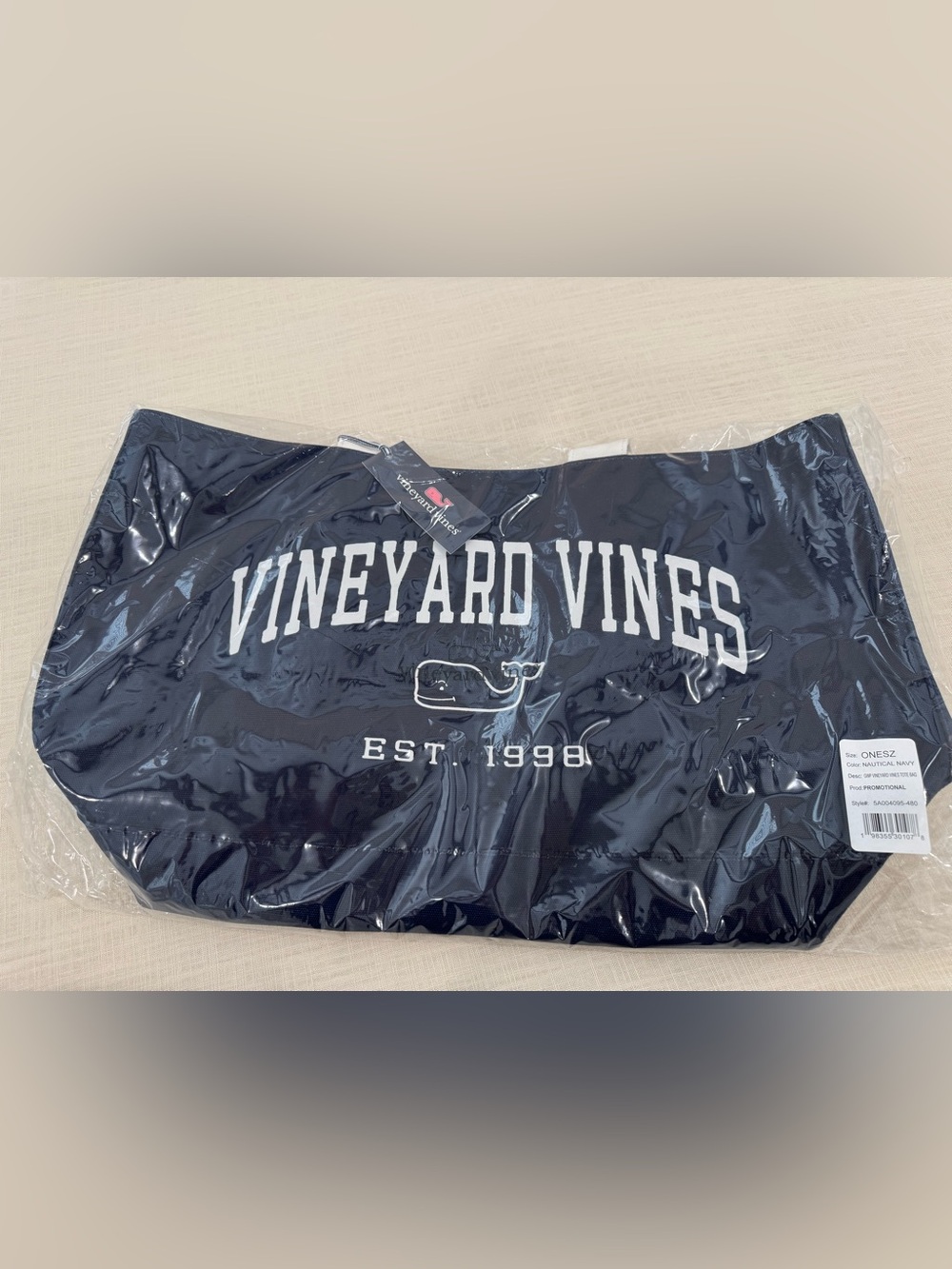 Vineyard Vines Navy Logo Tote